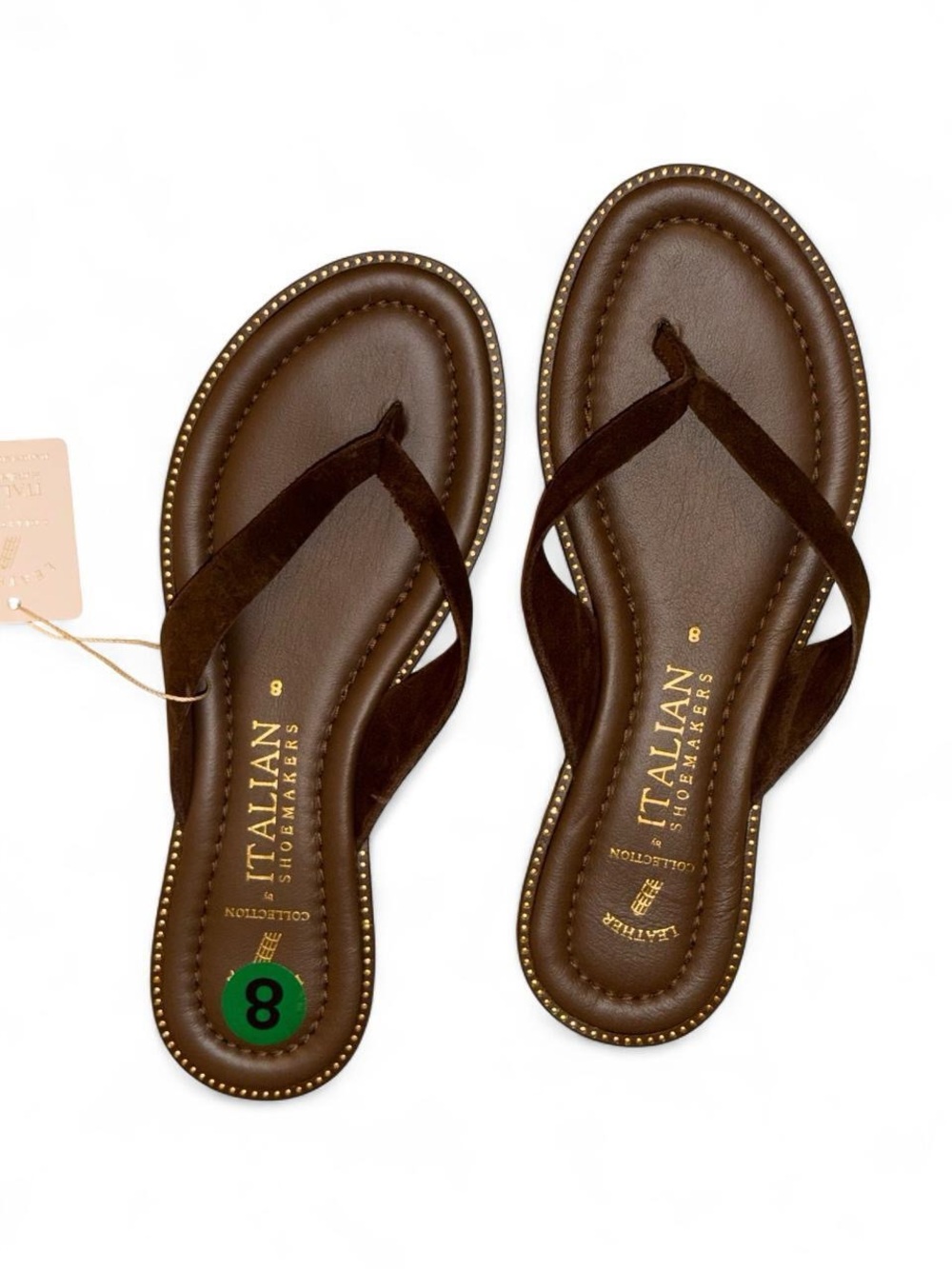 Italian Shoemakers Brown Leather Thong Sandals